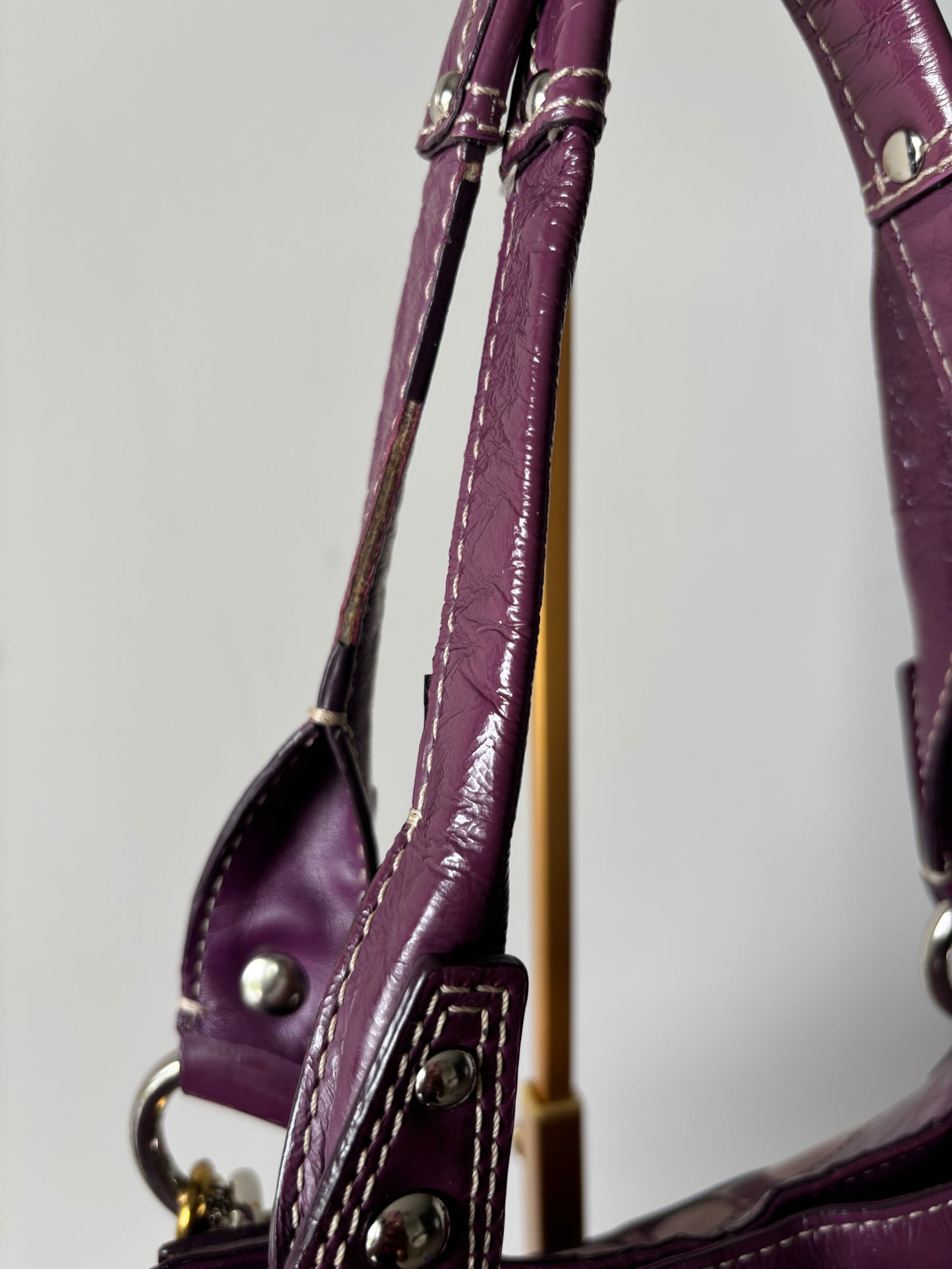 Purple coach tote bag