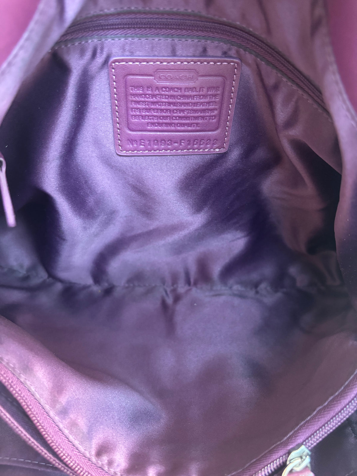 Purple mongram coach tote bag