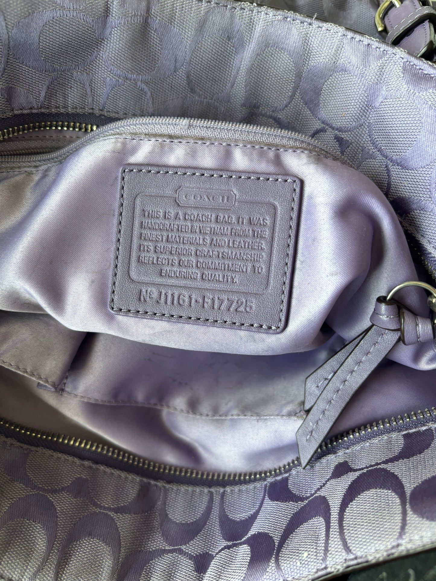 Lilac coach tote bag