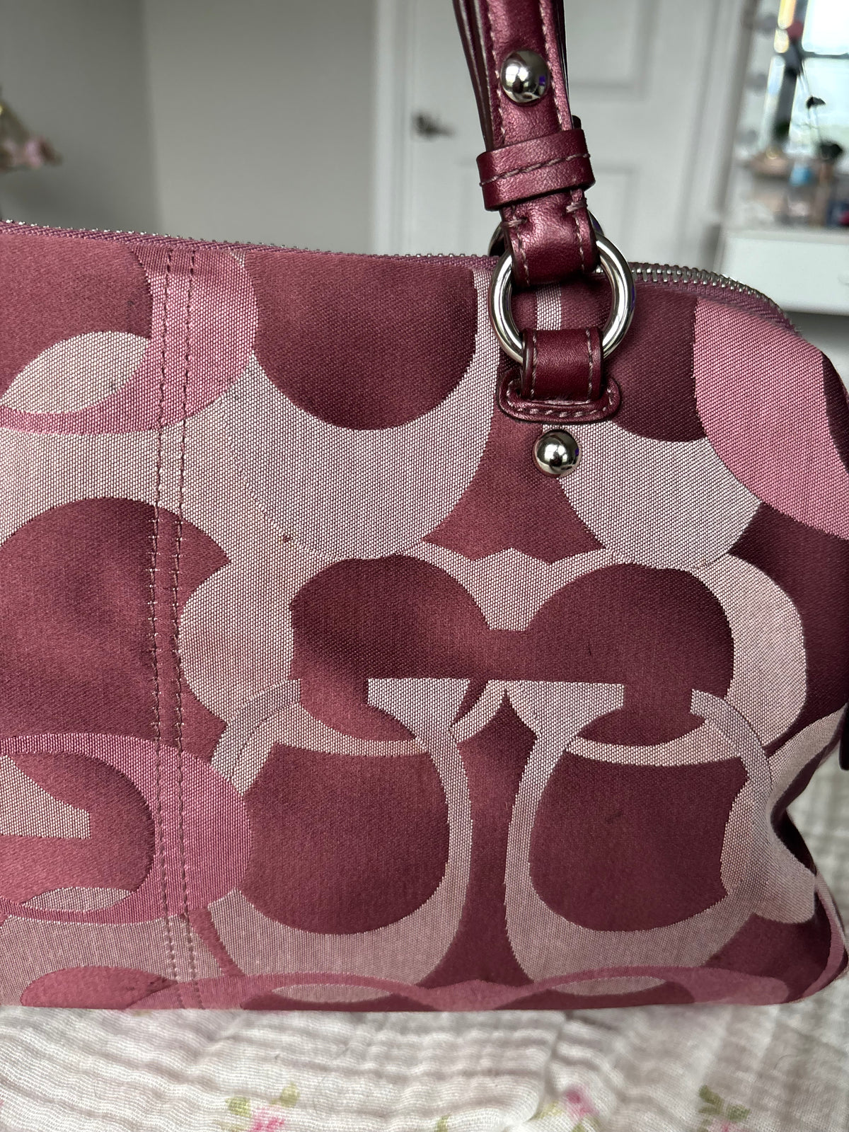 Burgandy vintage coach optic satchel
