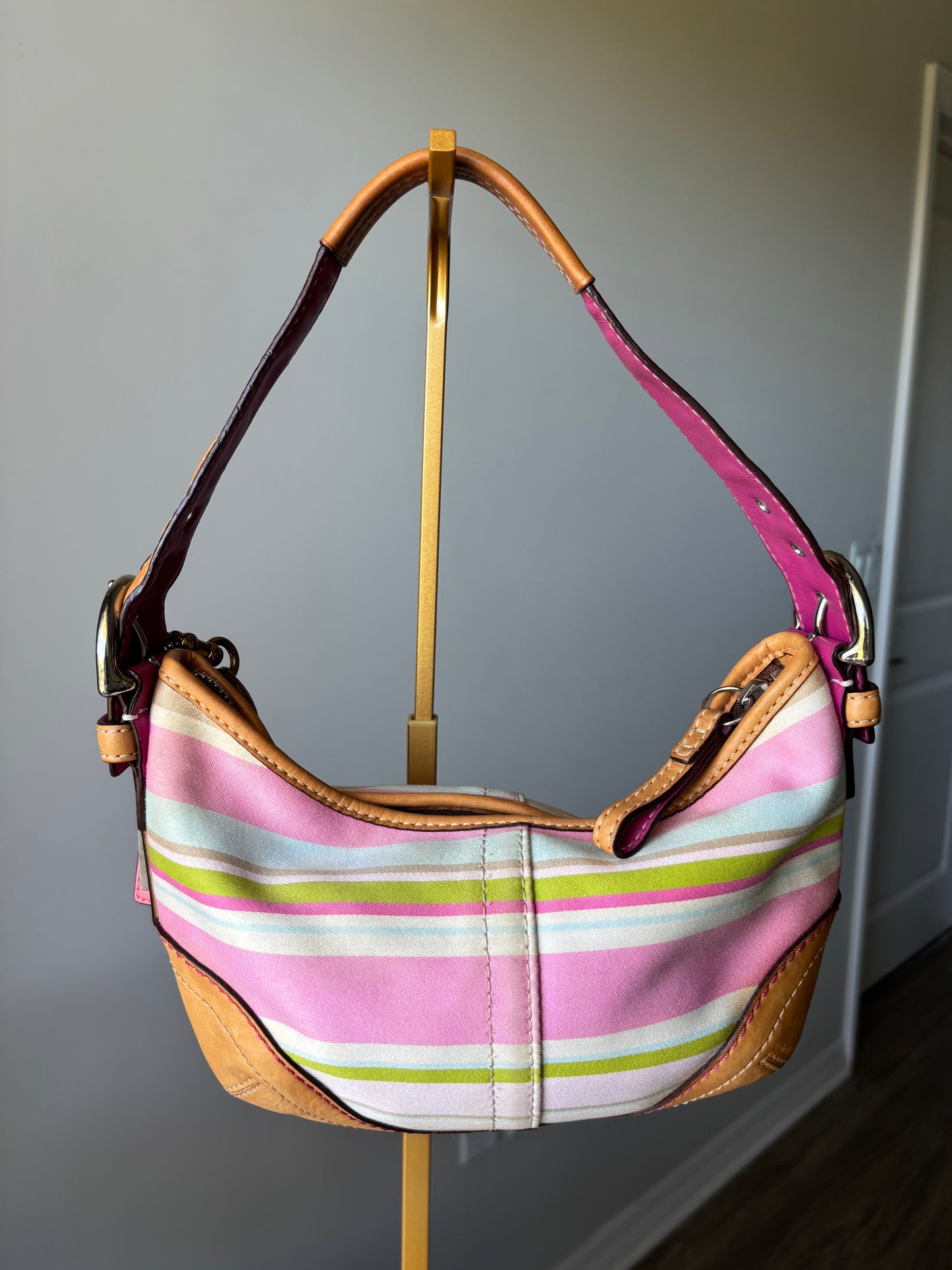 Rare striped coach vintage hobo