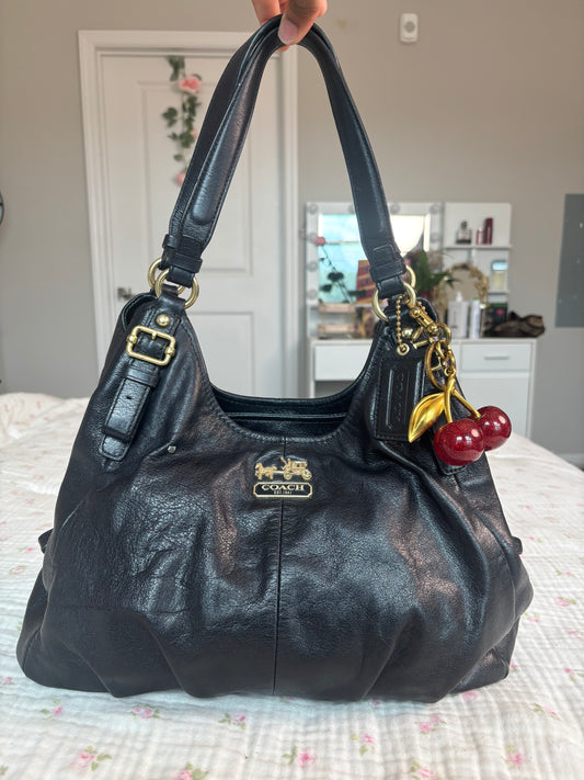 Black leather coach Maggie shoulder bag