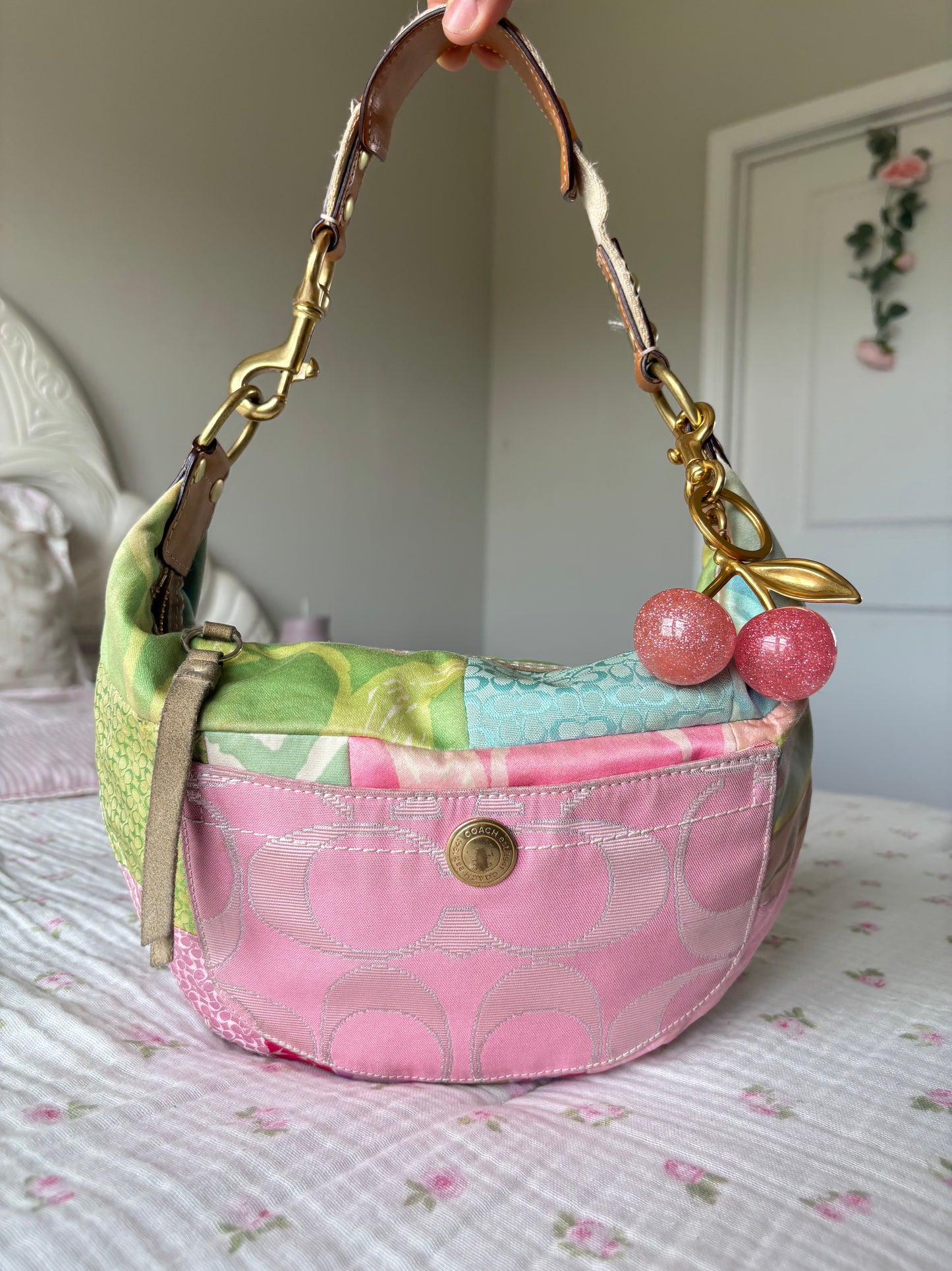 Rare colorful patchwork coach hobo