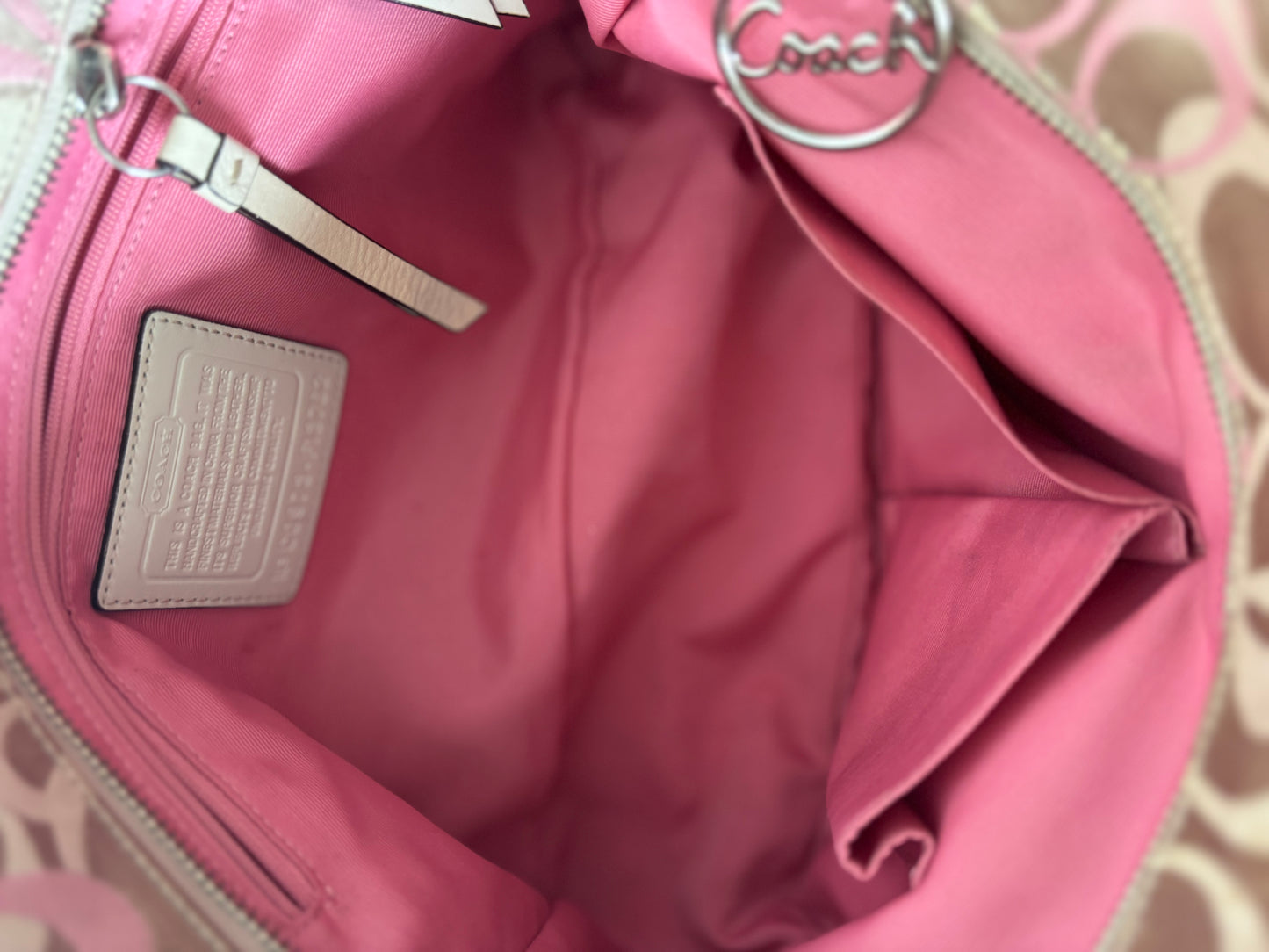 Pink optic coach tote bag