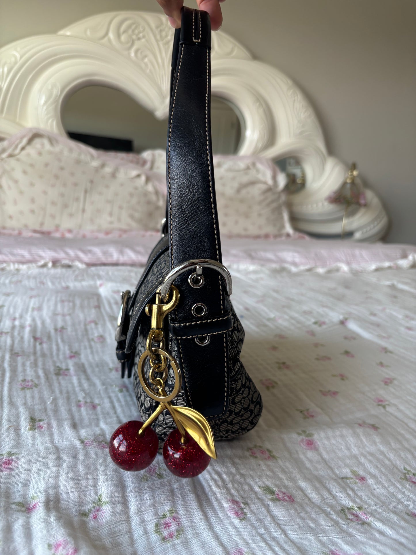 Mini black and grey coach soho