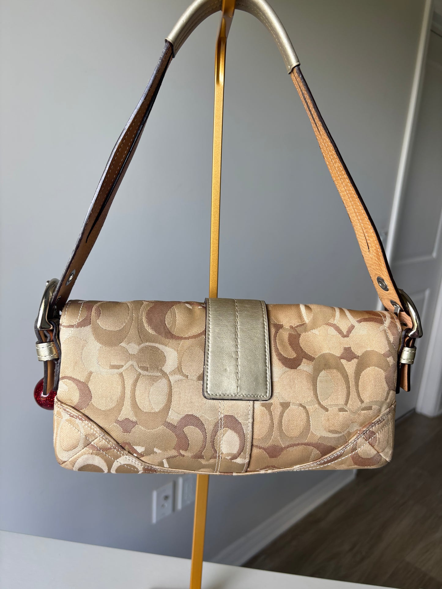 Tan optic coach soho shoulder bag