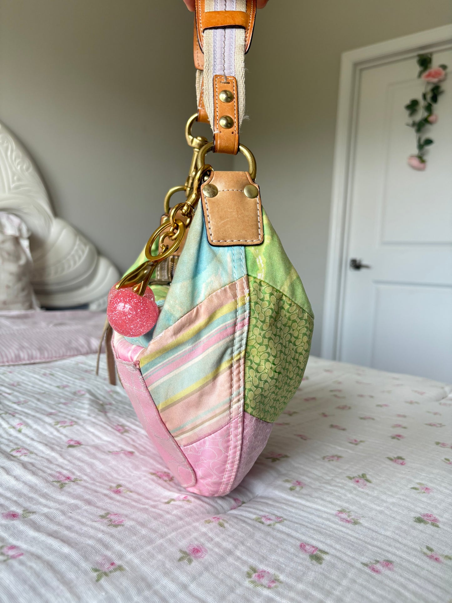 Rare colorful patchwork coach hobo