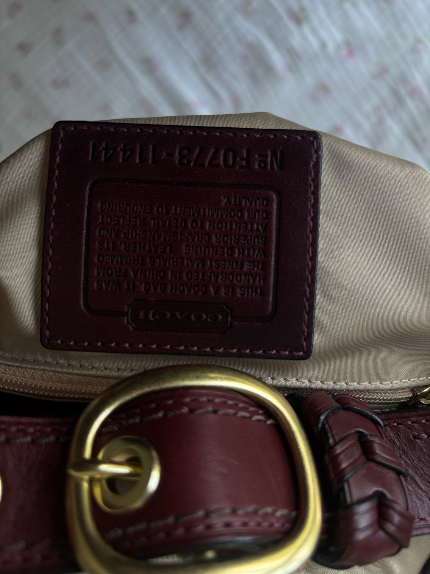 Burgandy peakook coach soho shoulder bag