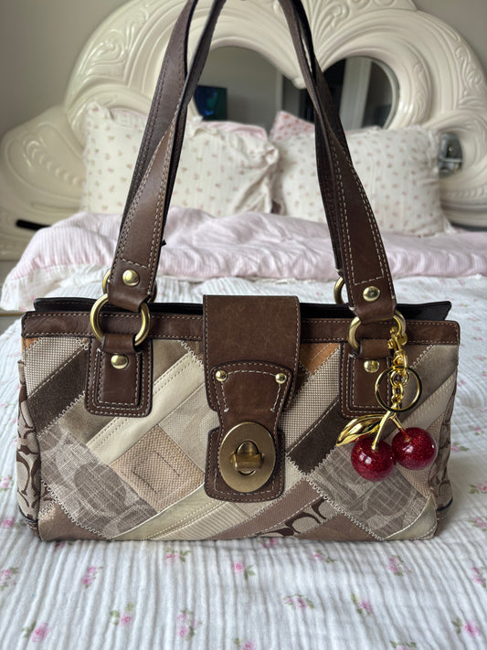 Rare patchwork coach satchel bag