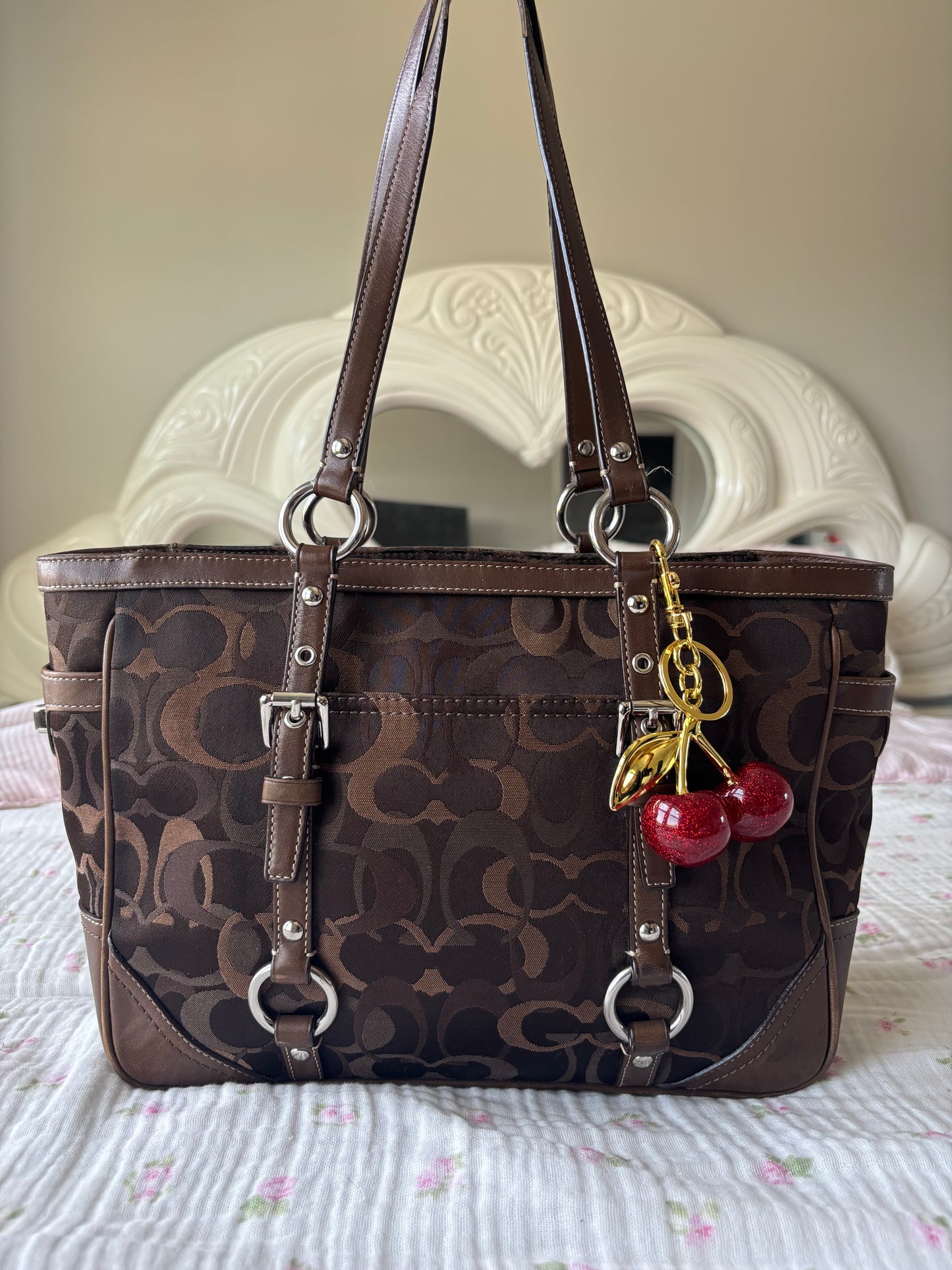 Chocolate brown rare optic tote bag