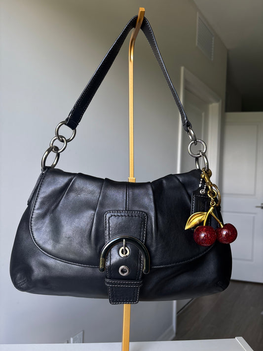 Black leather coach soho shoulder bag
