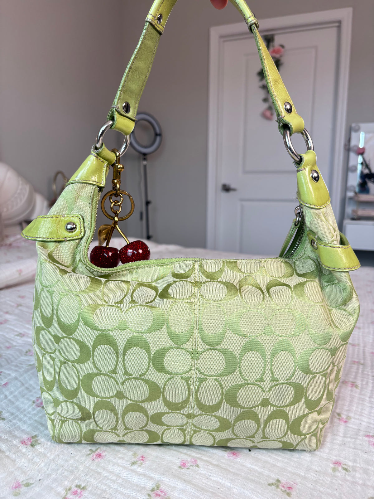 Lime green coach hobo