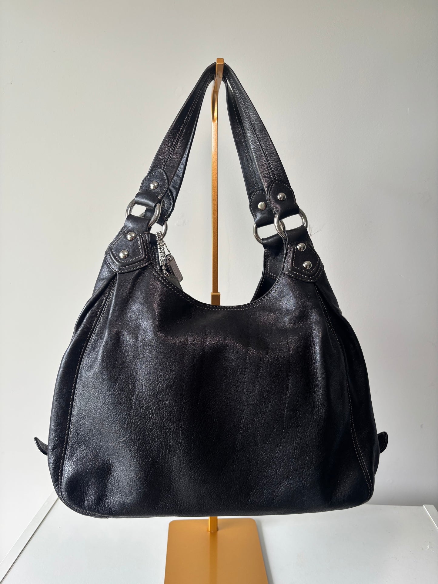 Black leather coach Maggie shoulder bag