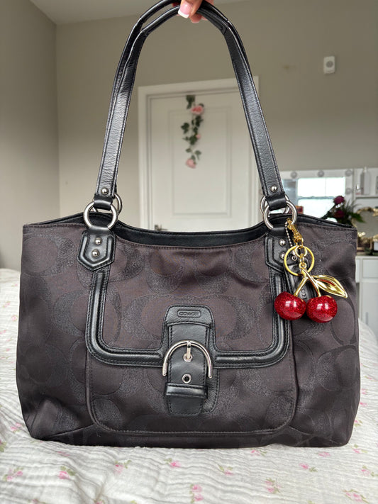 Black mongram coach tote bag