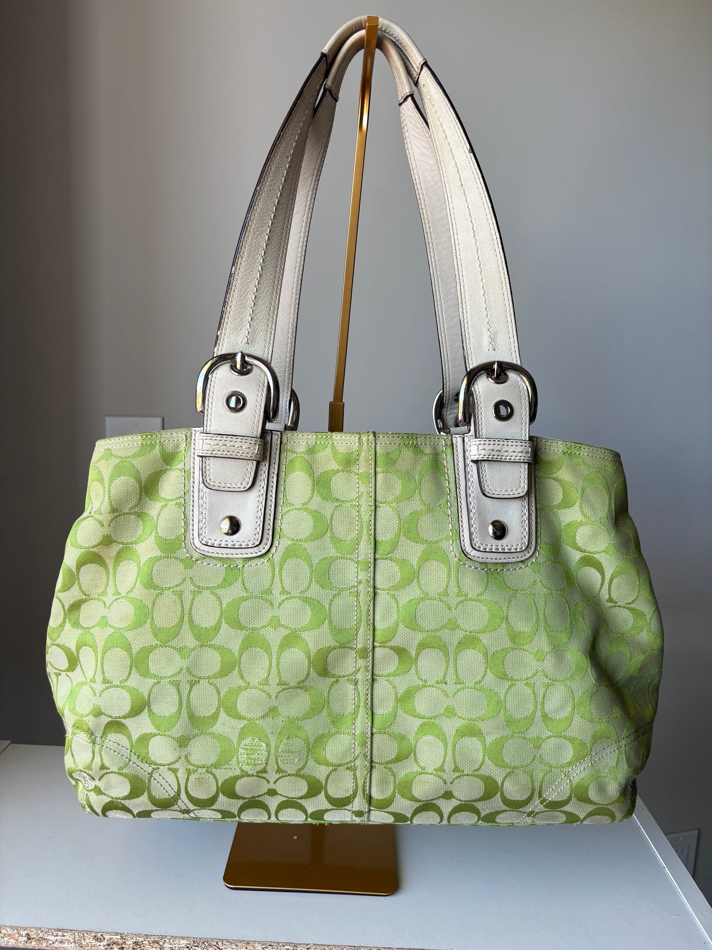 Rare green coach tote bag