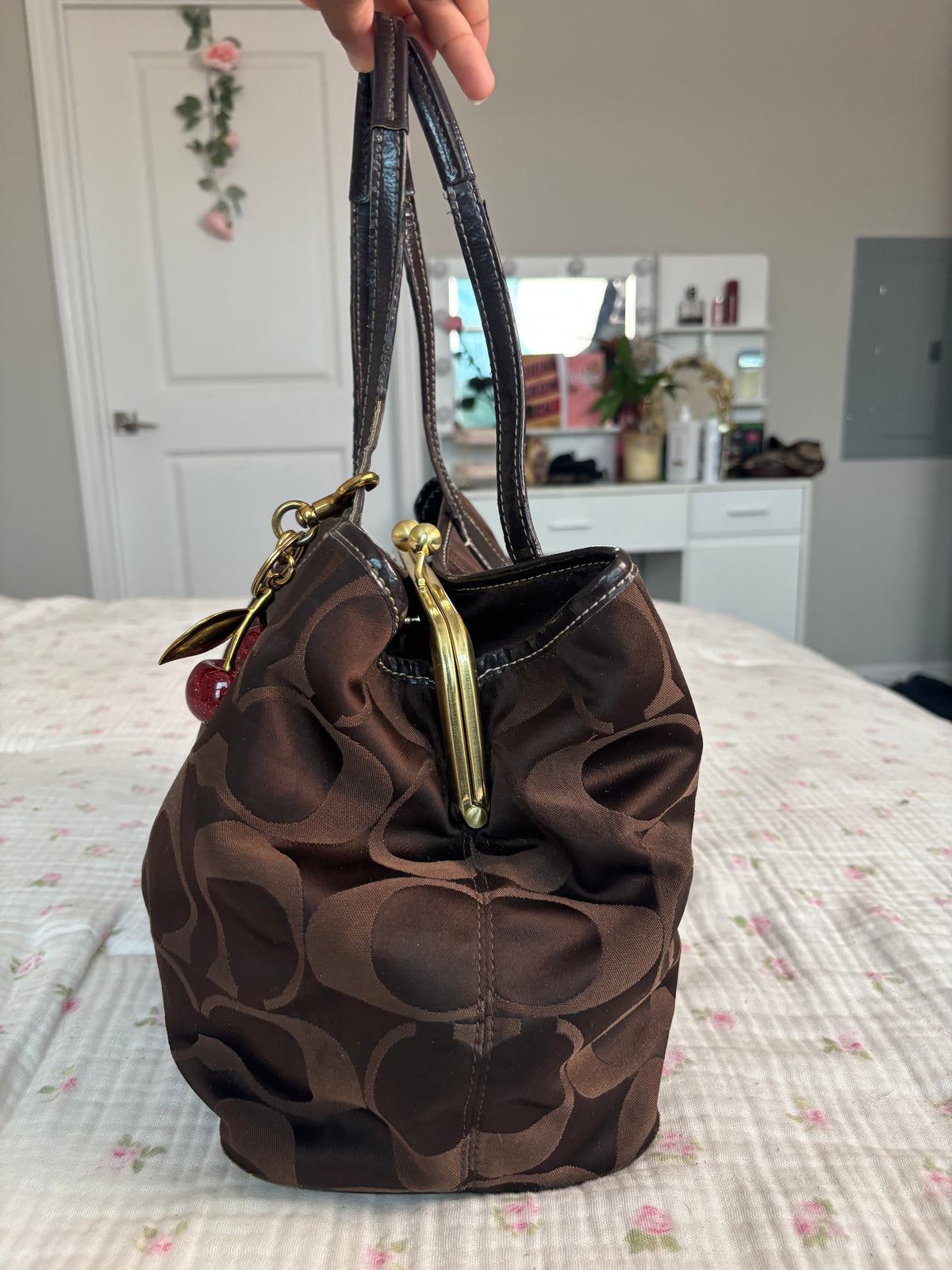 Vintage brown coach tote