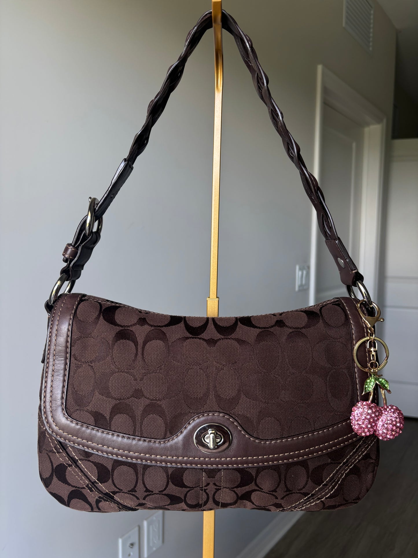 Brown mongram vintage rare coach flap bag