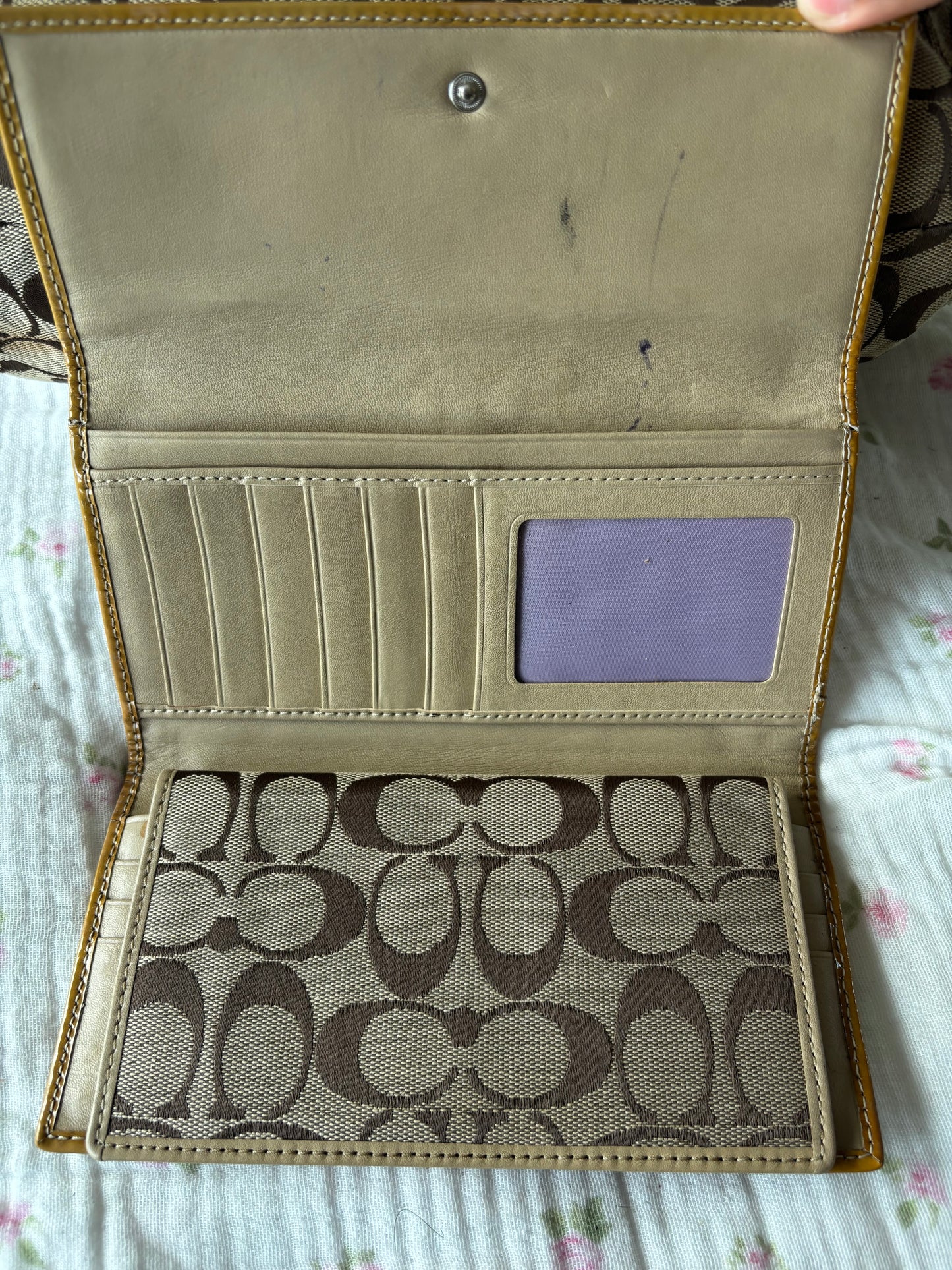 Vintage Coach Signature Shoulder Bag + Matching Wallet Set
