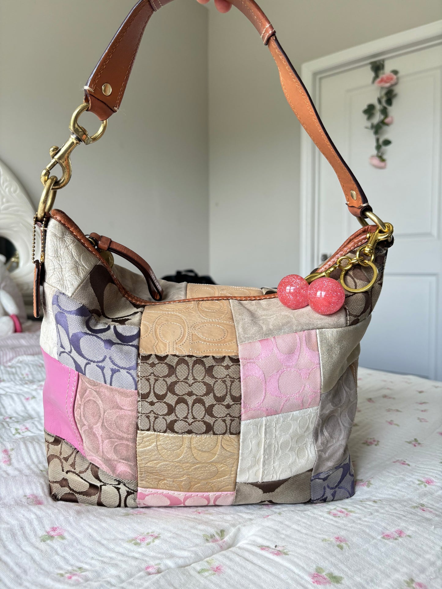 Vintage coach patchwork tote bag