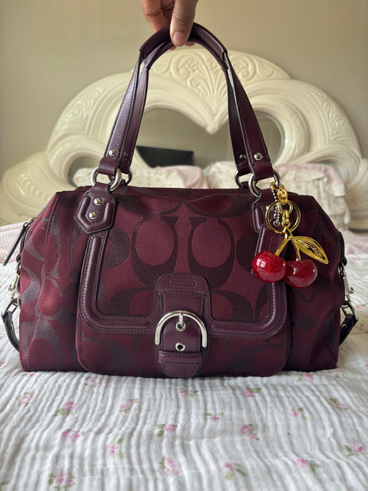 Burgandy rare coach mongram hand bag