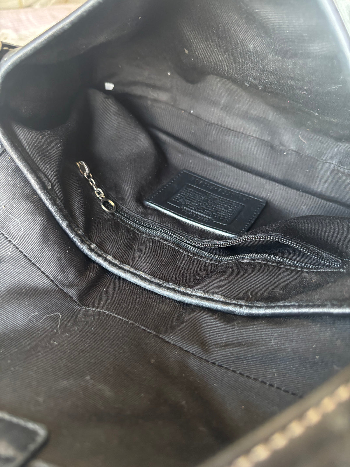 Black Leather coach soho mini bag