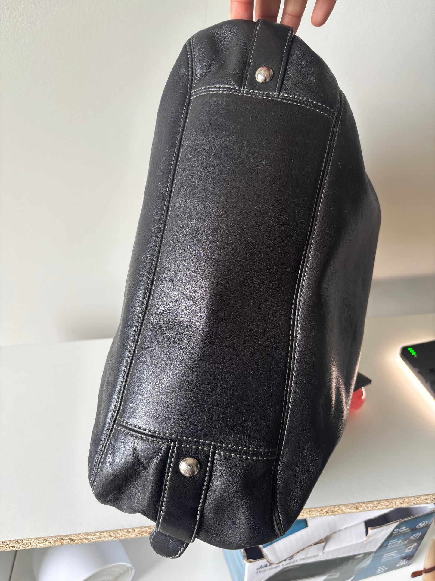 Black leather coach Maggie shoulder bag