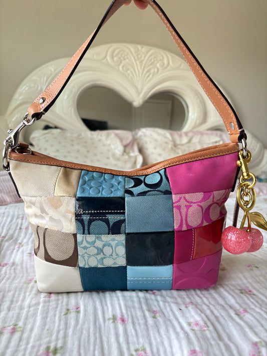 Rare patchwork coach shoulder bag