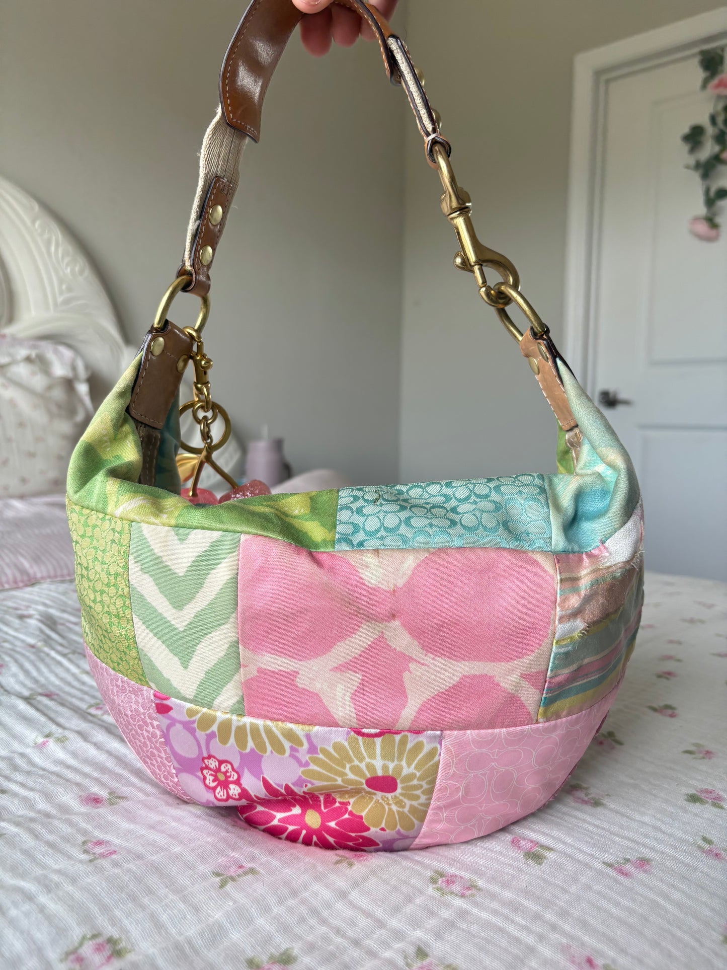 Rare colorful patchwork coach hobo