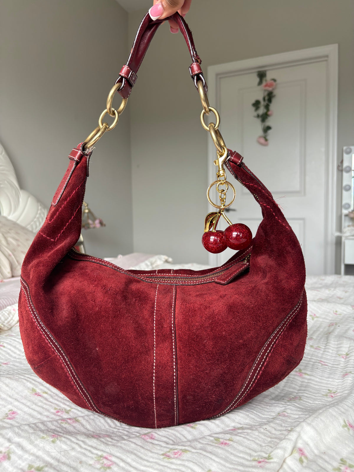 Rare burgandy suede hobo