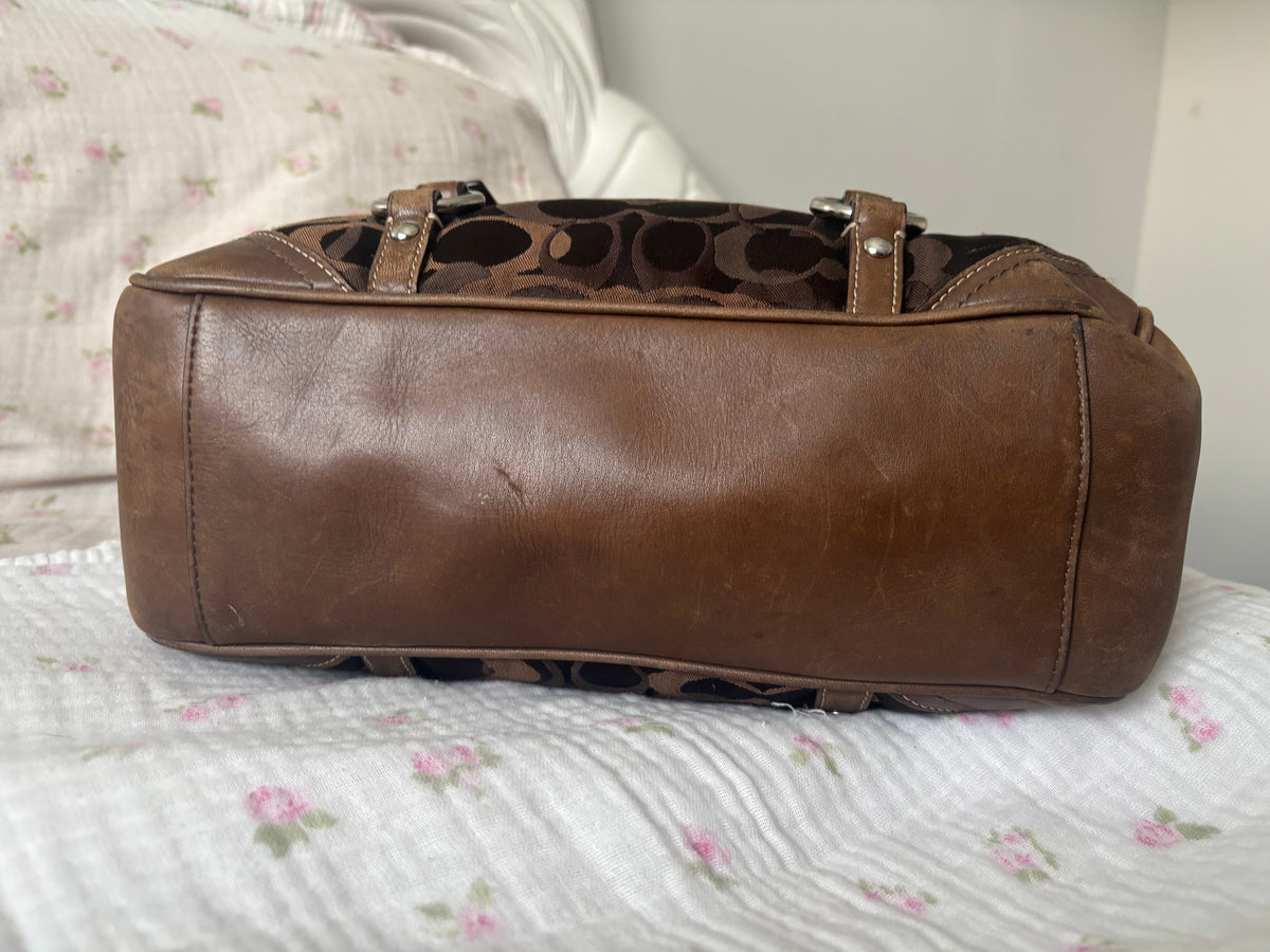 Brown optic coach tote bag