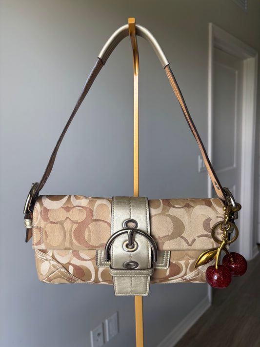 Tan optic coach soho shoulder bag