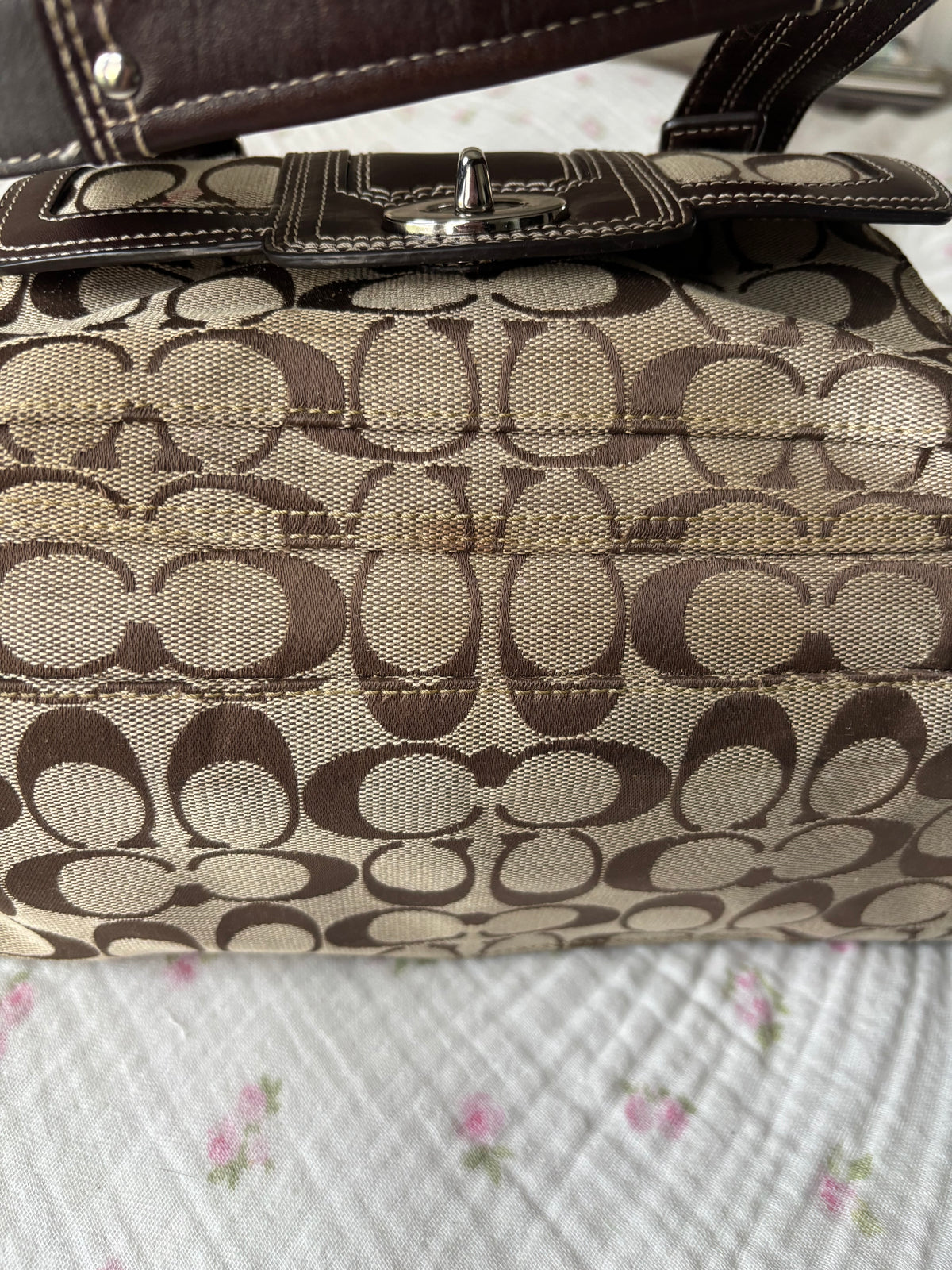 Brown mongram coach Hampton bag