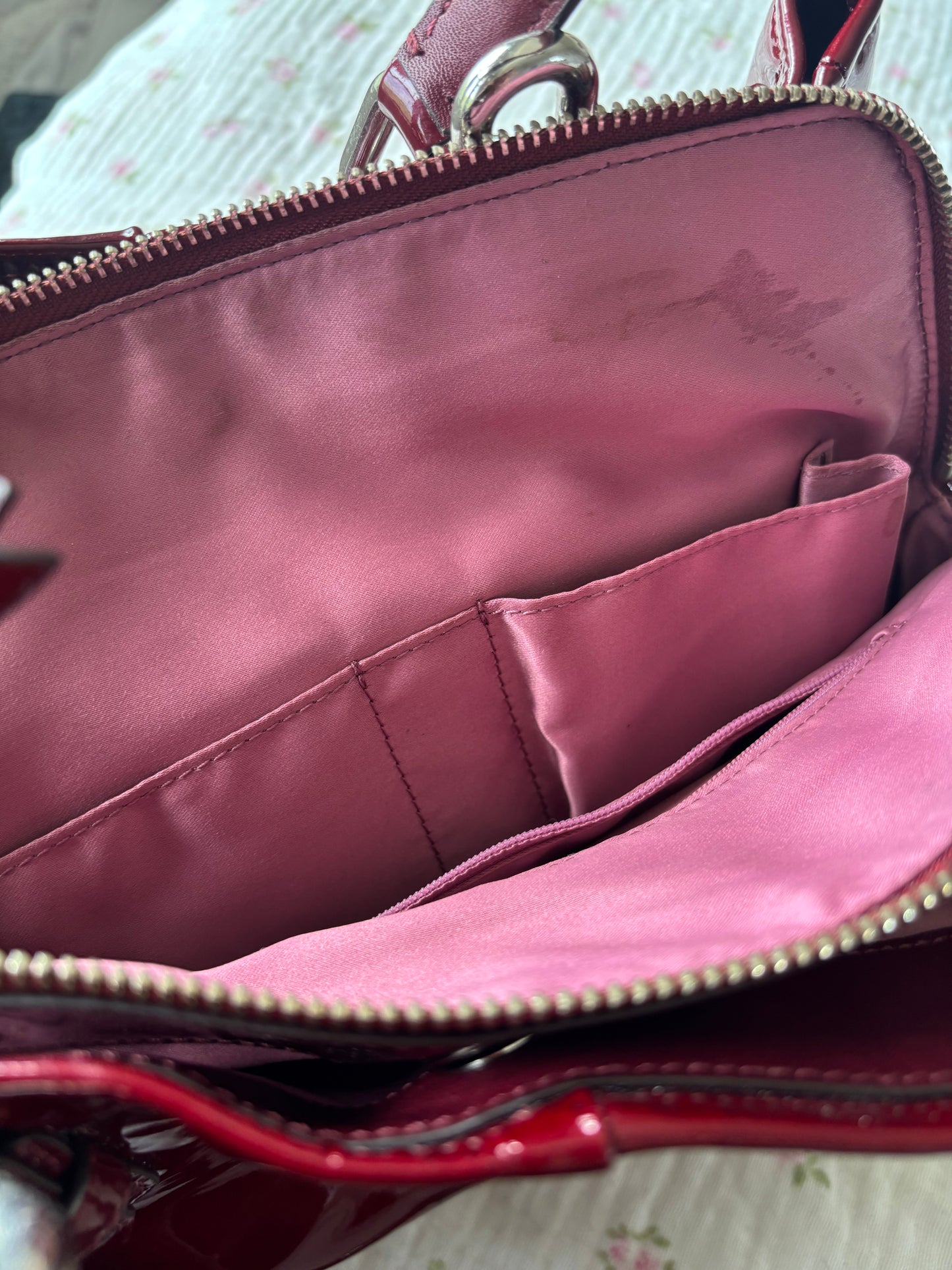 Rare cherry red coach patent leather satchel