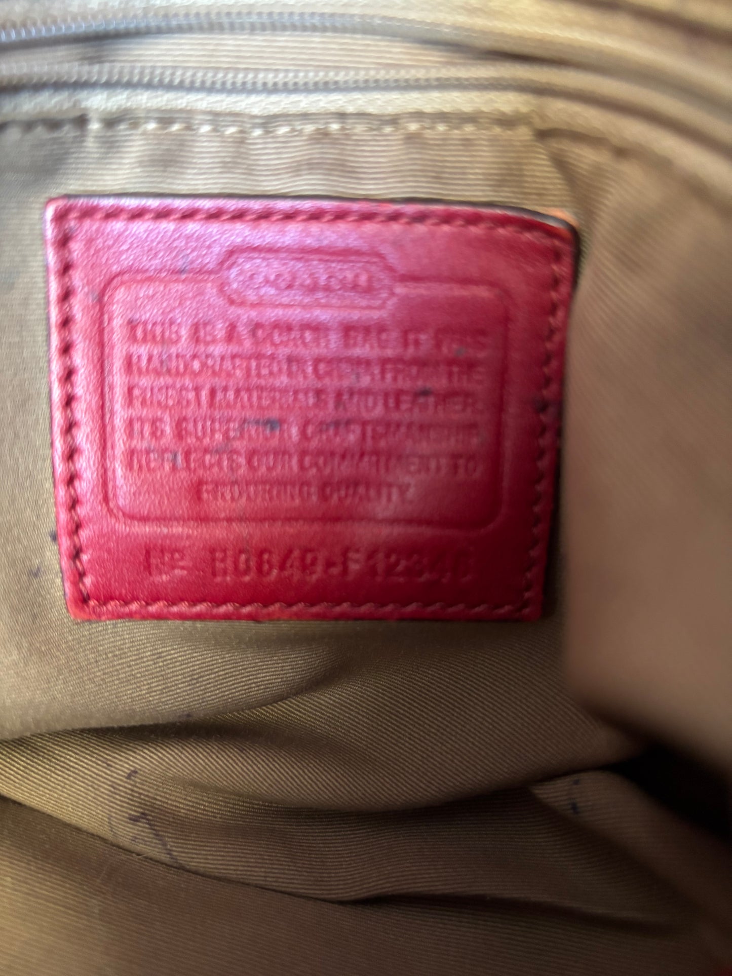 Red vintage coach tote
