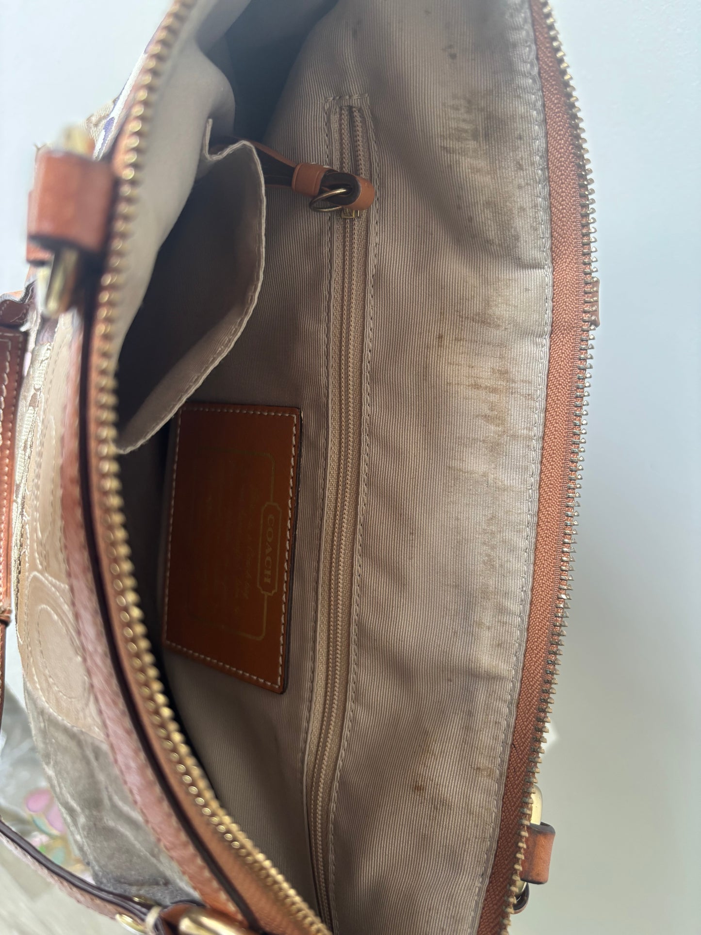 Patchwork vintage coach tote bag