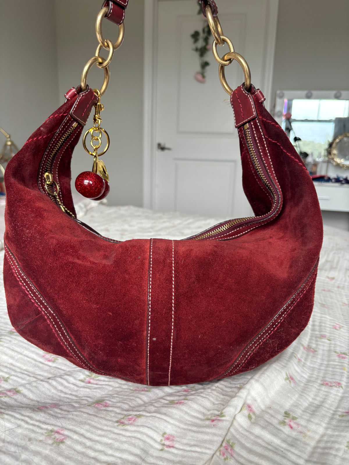 Rare burgandy suede hobo