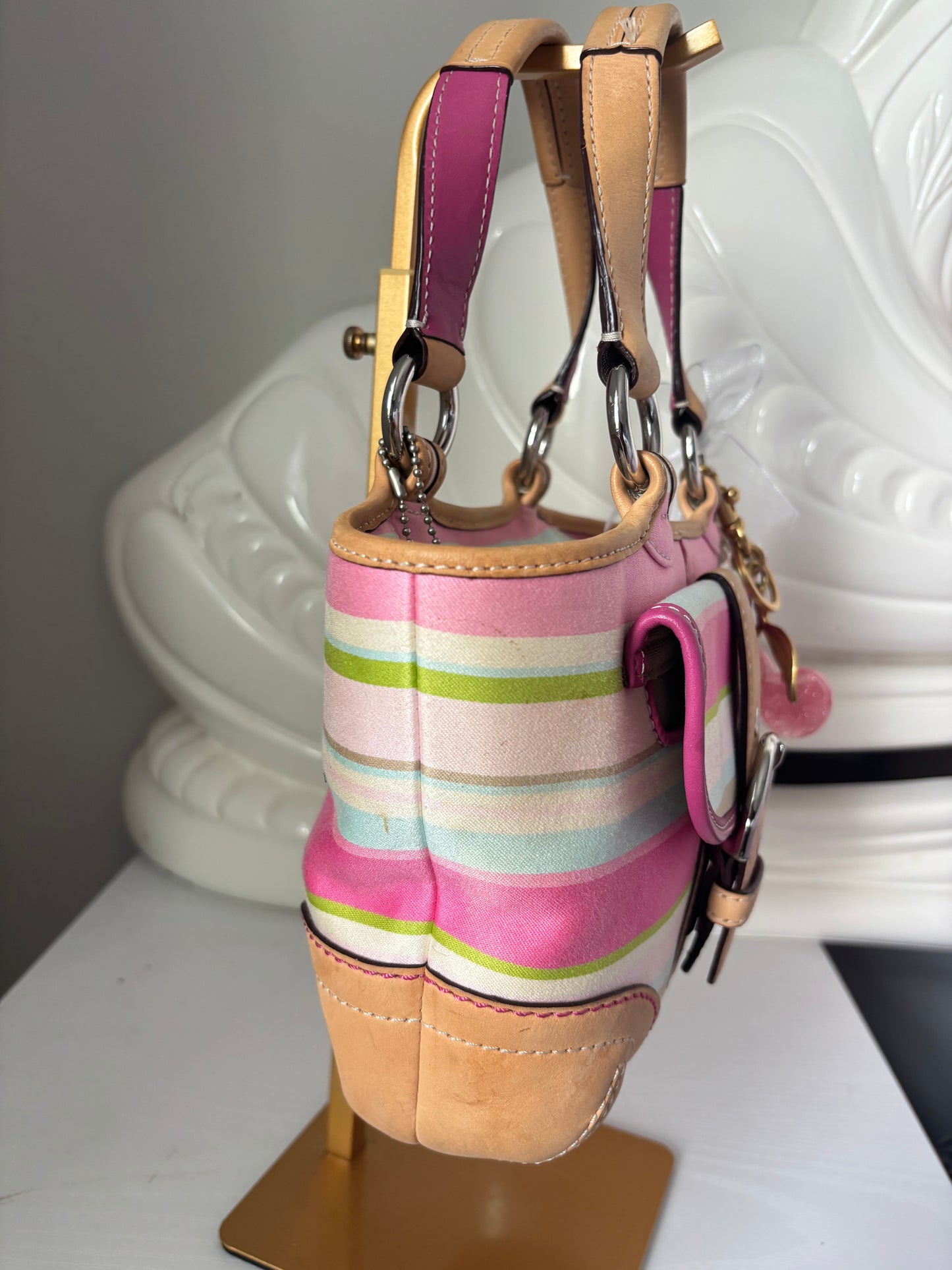 Rare pin striped coach soho bag