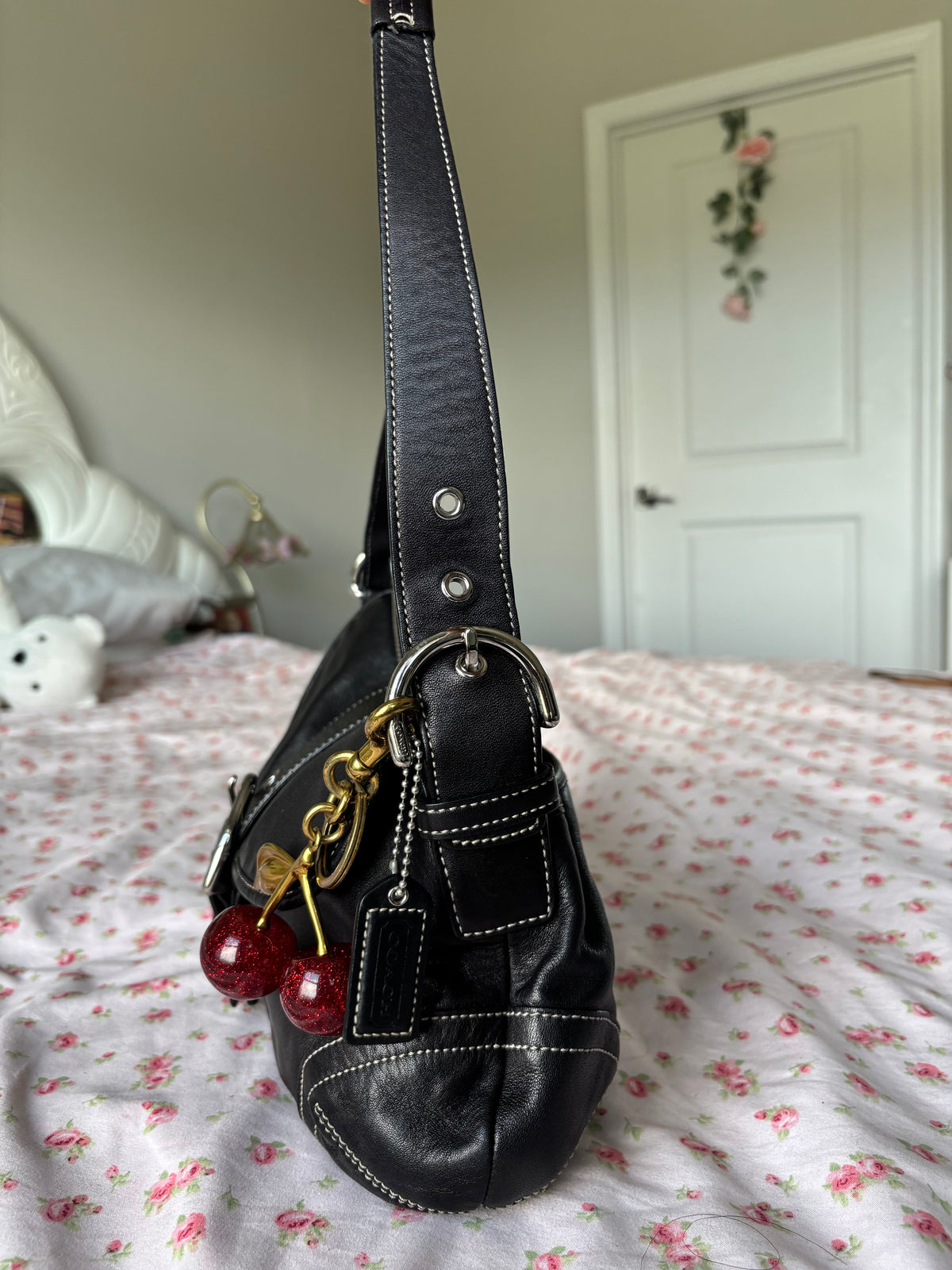 Black leather coach medium soho