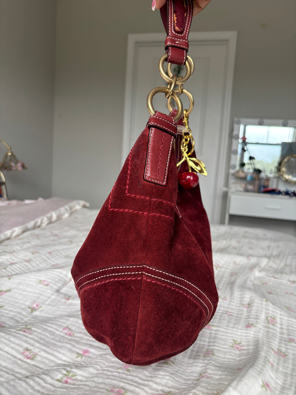 Rare burgandy suede hobo