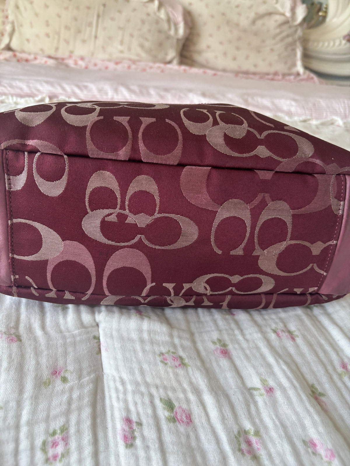 Burgandy coach tote bag