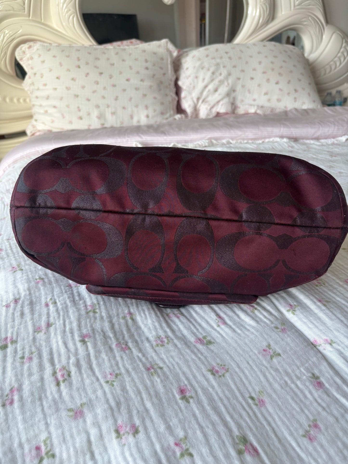 Rare burgandy coach tote bag and wallet set