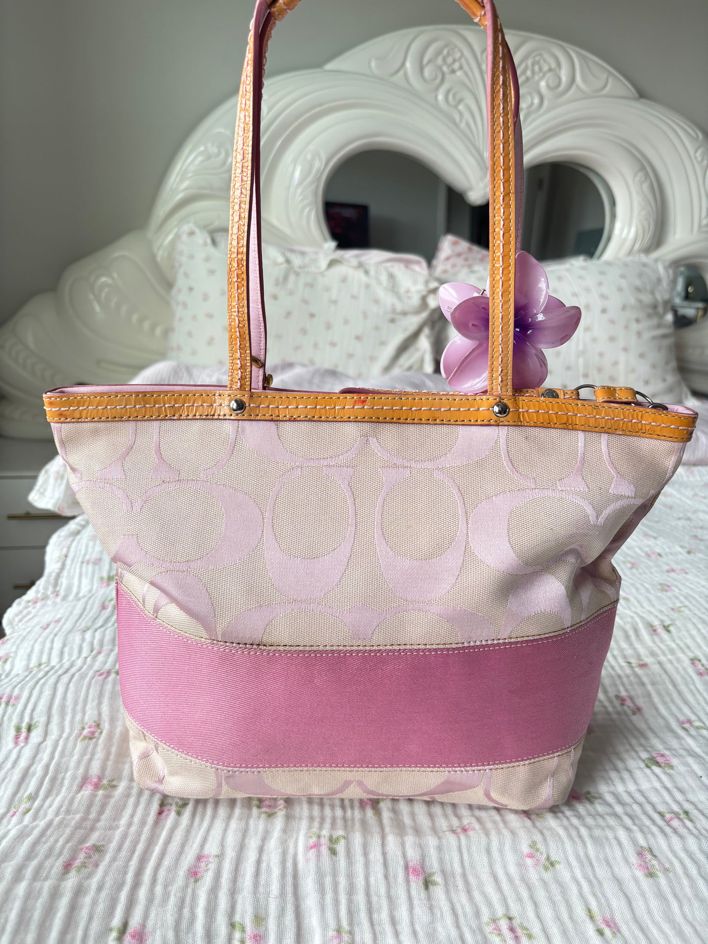 Baby pink coach tote