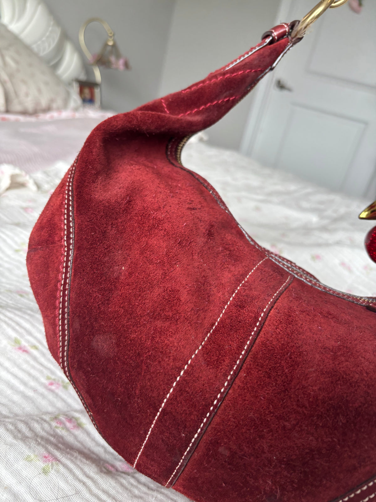 Rare burgandy suede hobo