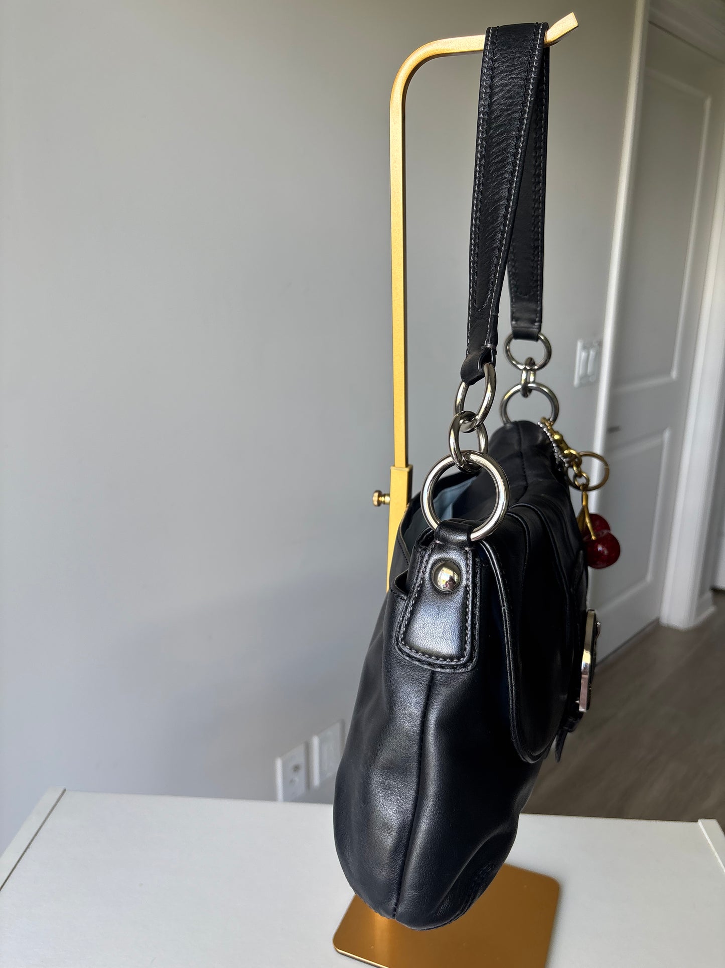 Black leather coach soho shoulder bag