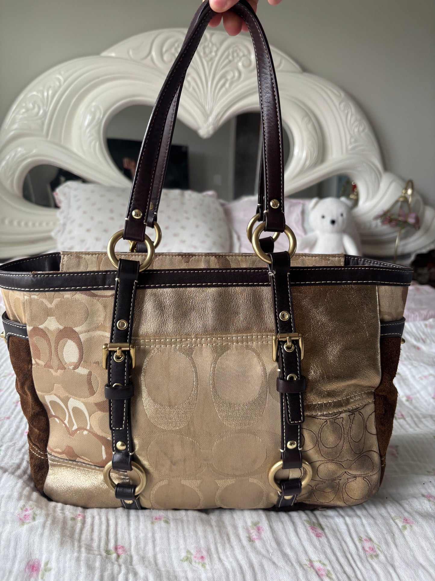 Vintage coach brown tote bag