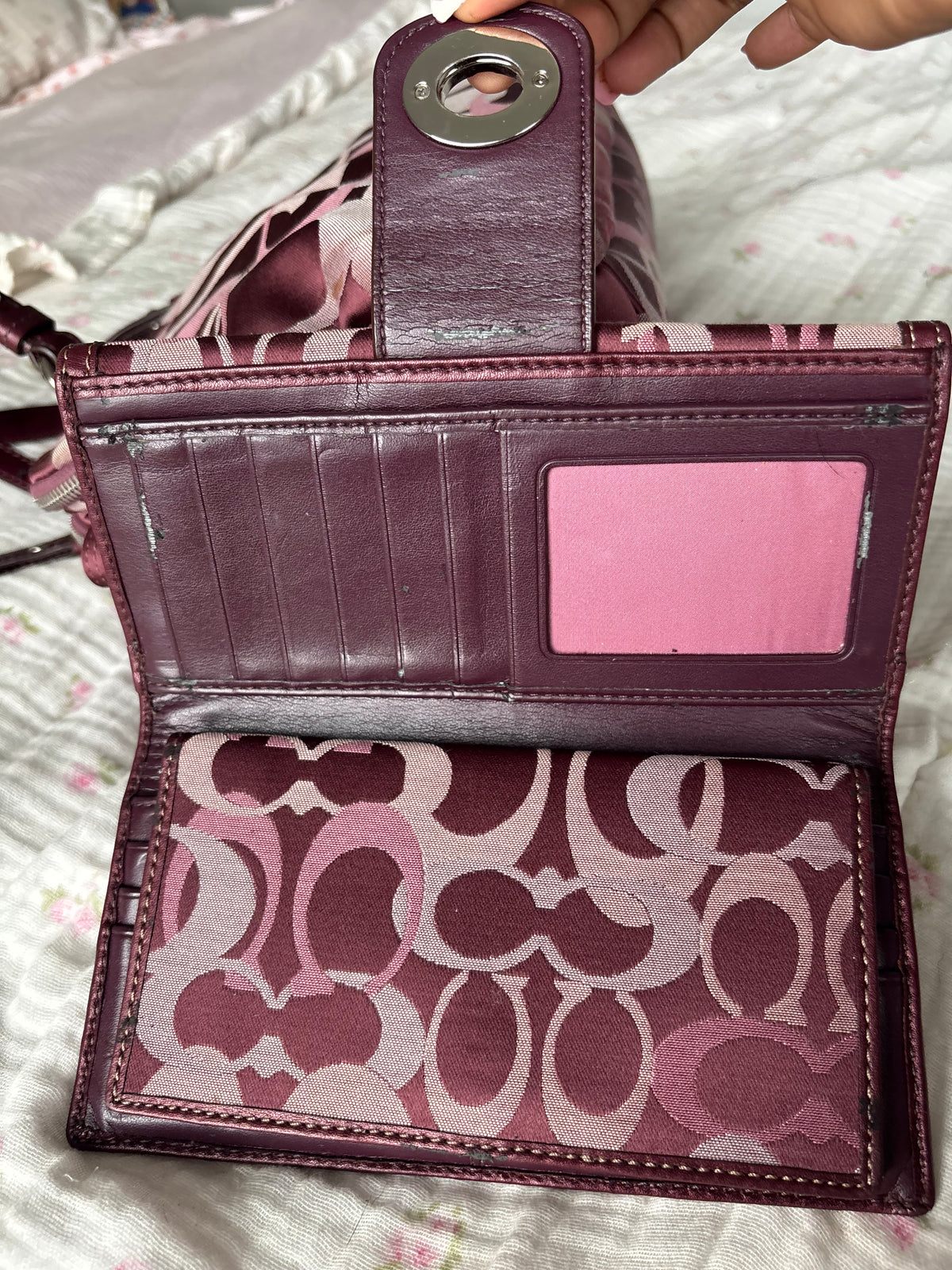 Burgandy vintage coach optic satchel
