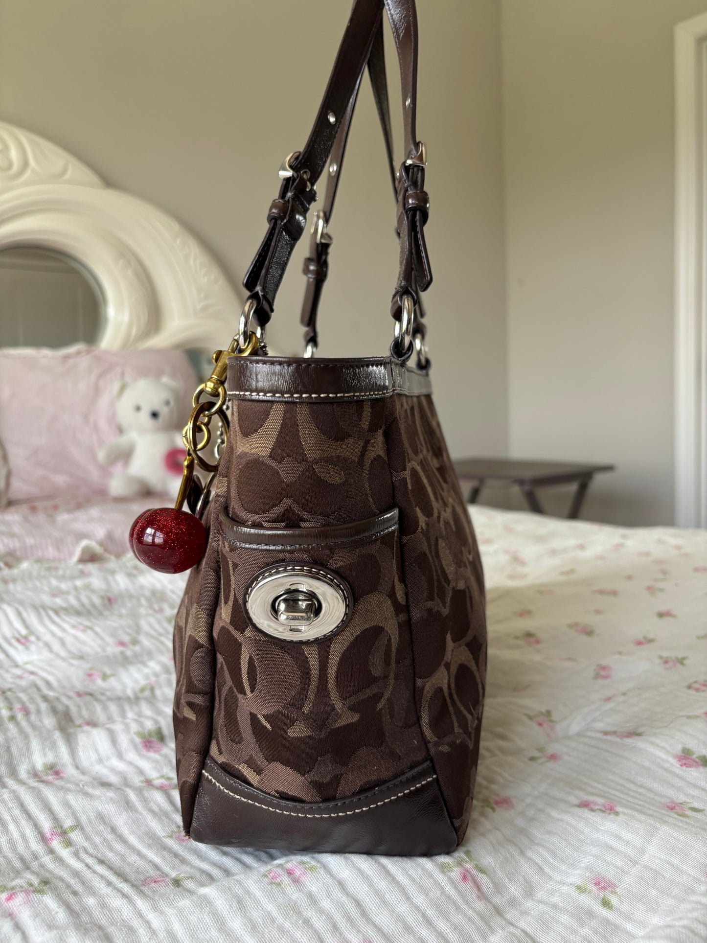 Rare brown optic coach tote bag