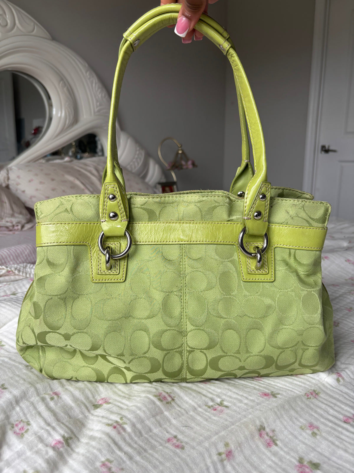 Rare lime green coach tote
