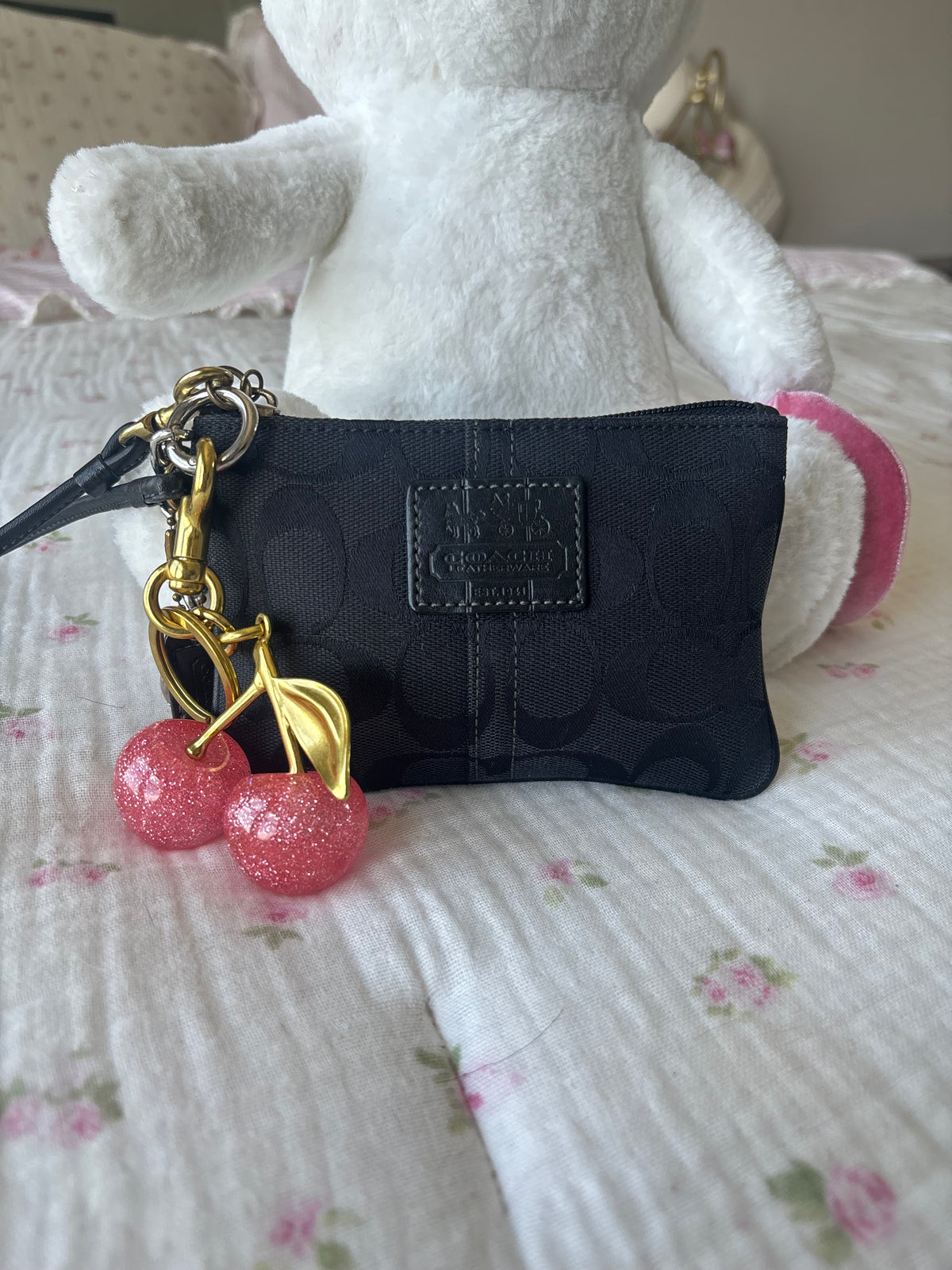 Black mongram mini coach wallet