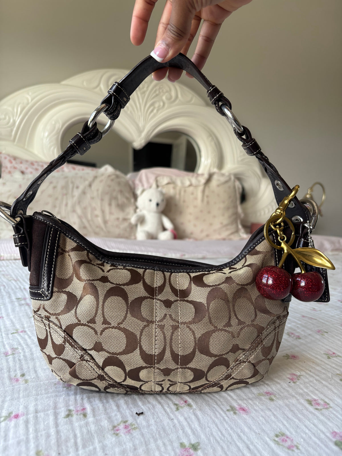 Brown mini vintage coach hobo